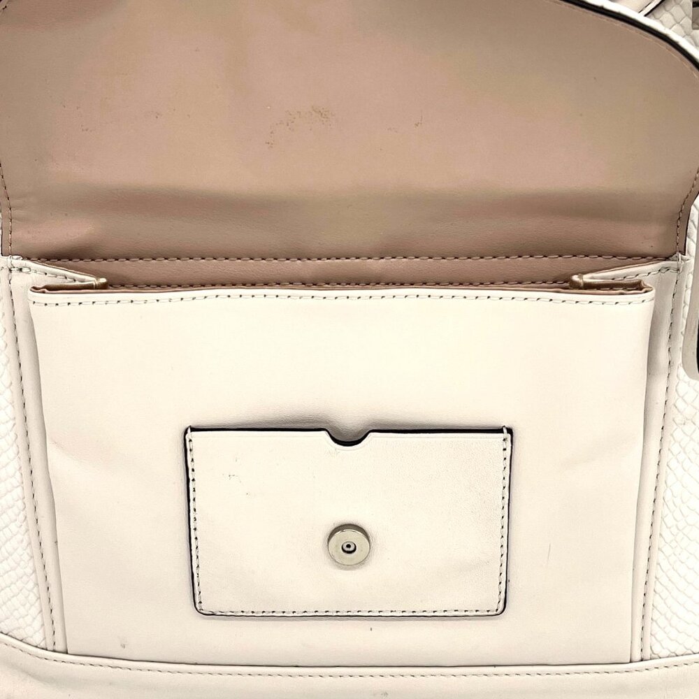 Coach Charlie Embossed Python Leather Tote Shoulder Bag Purse Beige White F28723 - Picture 10 of 16